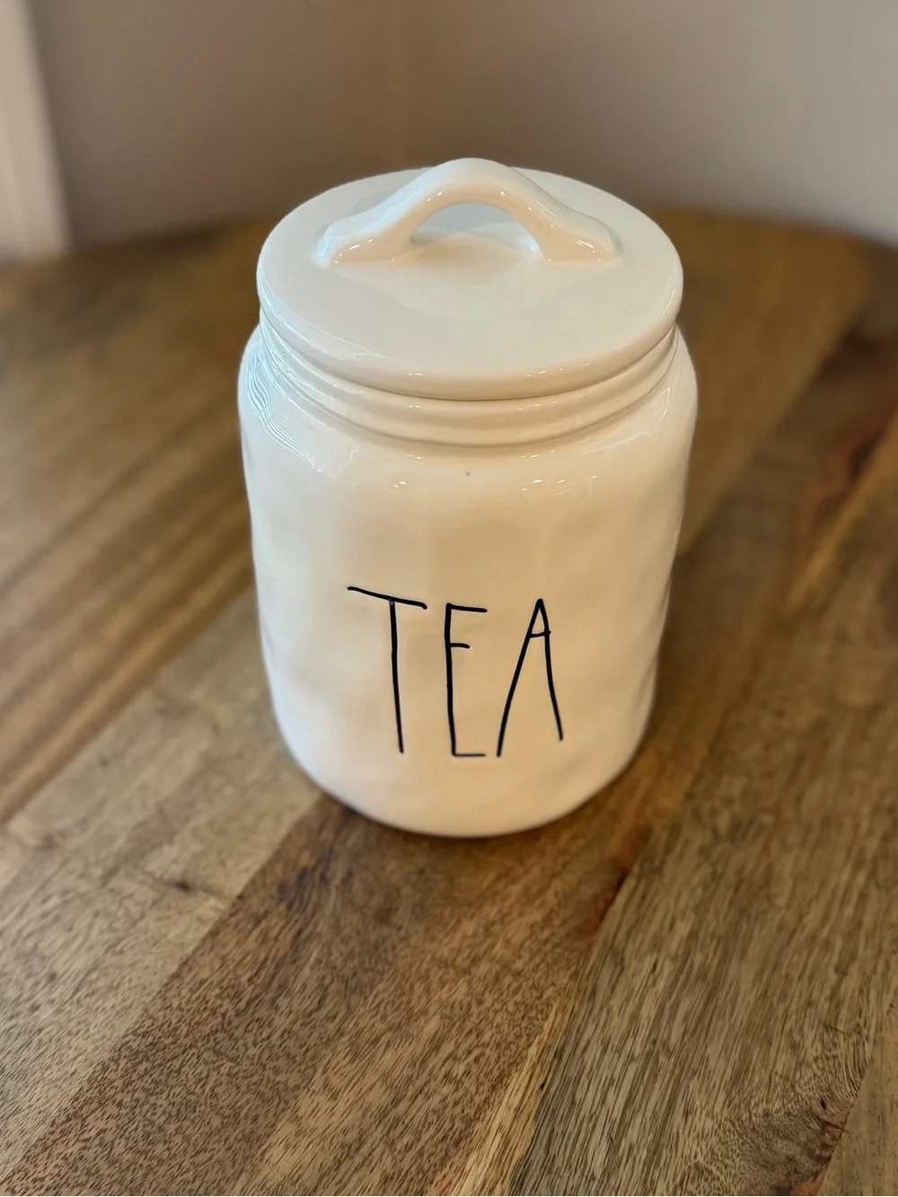 RAE DUNN | Magenta TEA Canister w/ Lid Vintage Artisan Collection White Ceramic